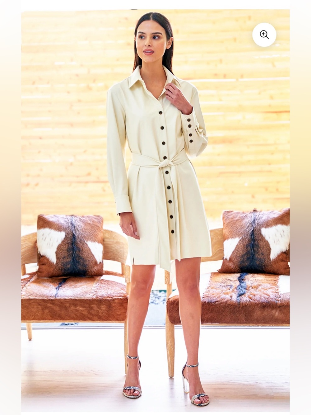 Finley Liam Vegan Leather Shirt Dress Size Small